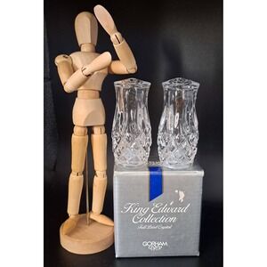 New GORHAM King Edward Full Lead Crystal Salt Pepper Shakers #C459